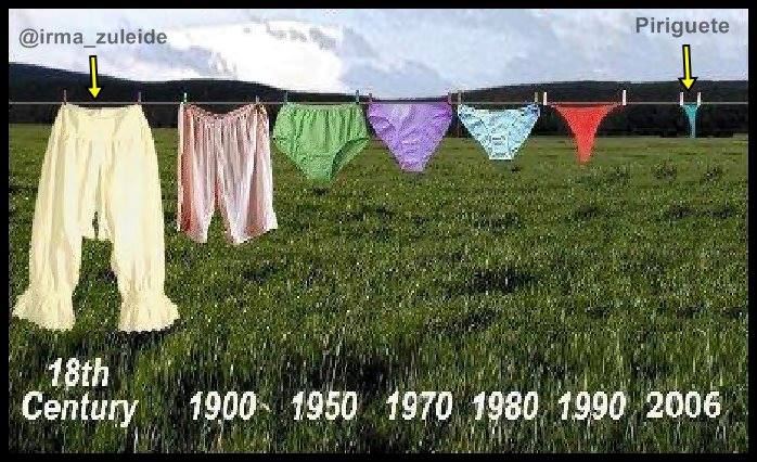 A EVOLUÇÃO DA CALCINHA. EVOLUÇÃÃÃO? PARECE QUE NA HISTÓRIA A CALCINHA CAMINHA PARA O FIM